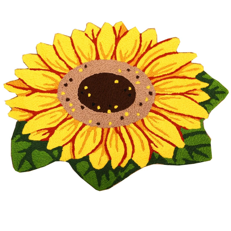 Handmade Sunflower Non-slip Rug Pad Home Decoration Floor Mat Pretty Yellow Anti-slip Flower Carpet Living Room Footmat Doormats