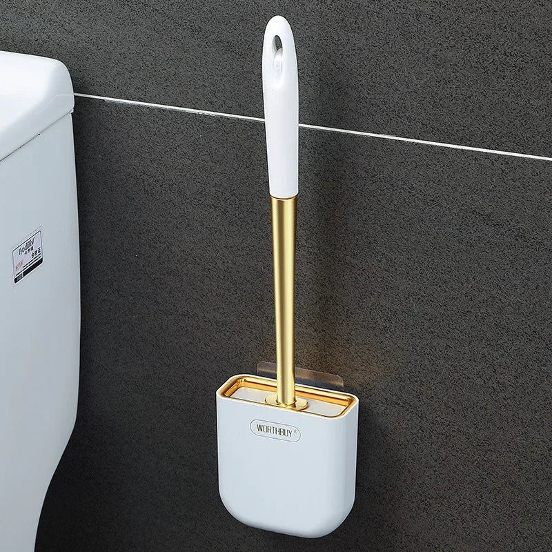 Luxury Wall-Mounted Toilet Brush Silicone Toilet Cleaning Brush With Holder Set Toilet Wash Brush For WC Bathroom Accessories