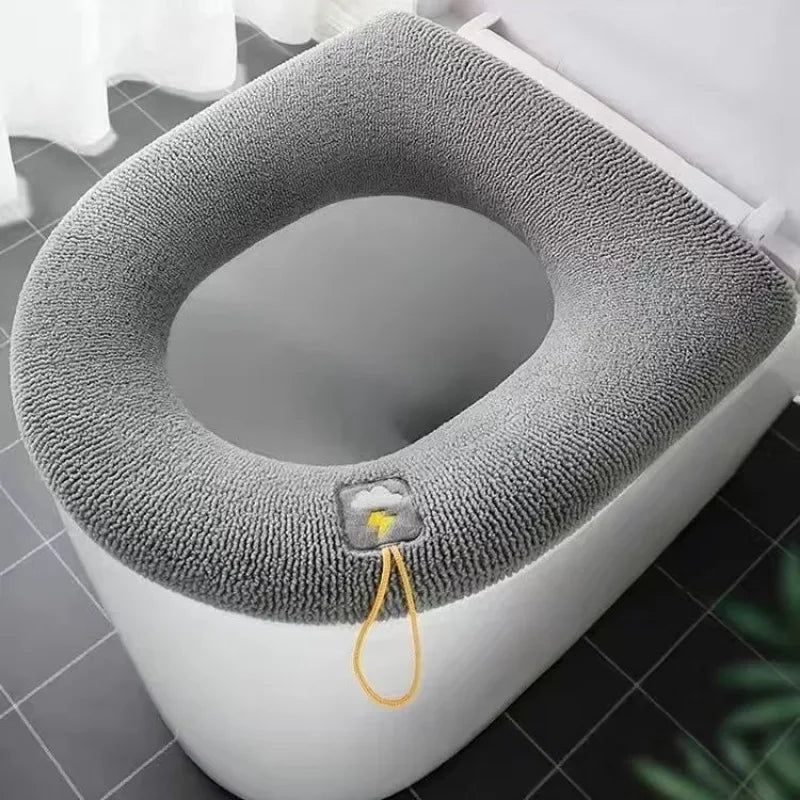 New Toilet Mat Bathroom Mat Set Toilet Seat Cover with Handle Thicken Warm Soft Toilet Seat Cushion Pad Bathroom Accessories