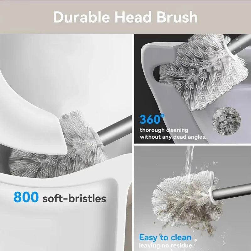 Space aluminum toilet brush no dead Angle washing toilet brush wall hanging perforation-free toilet cleaning equipment