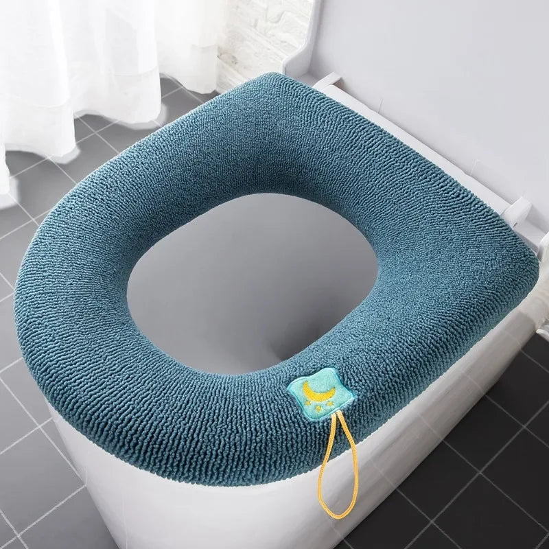 New Toilet Mat Bathroom Mat Set Toilet Seat Cover with Handle Thicken Warm Soft Toilet Seat Cushion Pad Bathroom Accessories