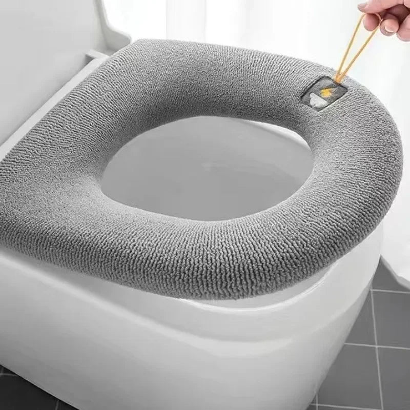 New Toilet Mat Bathroom Mat Set Toilet Seat Cover with Handle Thicken Warm Soft Toilet Seat Cushion Pad Bathroom Accessories