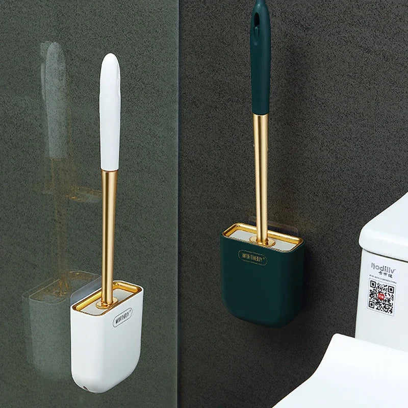 Luxury Wall-Mounted Toilet Brush Silicone Toilet Cleaning Brush With Holder Set Toilet Wash Brush For WC Bathroom Accessories