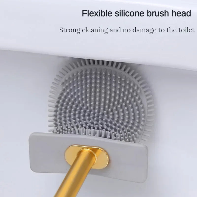 Luxury Wall-Mounted Toilet Brush Silicone Toilet Cleaning Brush With Holder Set Toilet Wash Brush For WC Bathroom Accessories